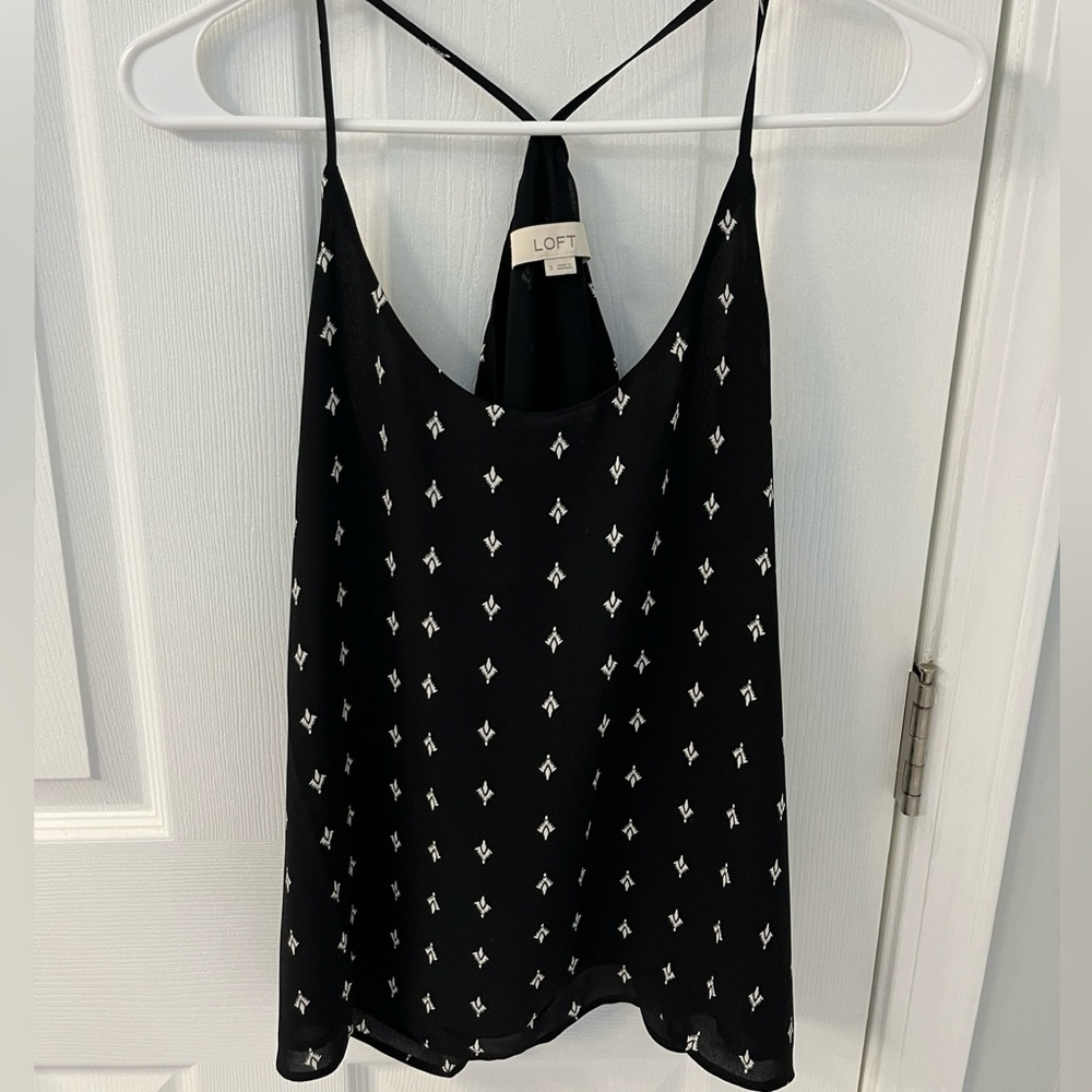 LOFT Black and White Patterned Camisole